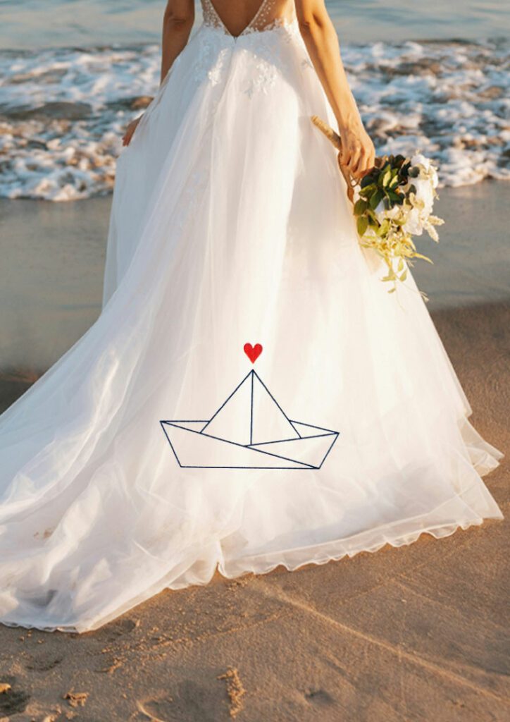 Création sur-mesure d’un faire-part de mariage chic et marin, La Cabane du Mimbeau, par POPLUM, graphiste en Seine-et-Marne.