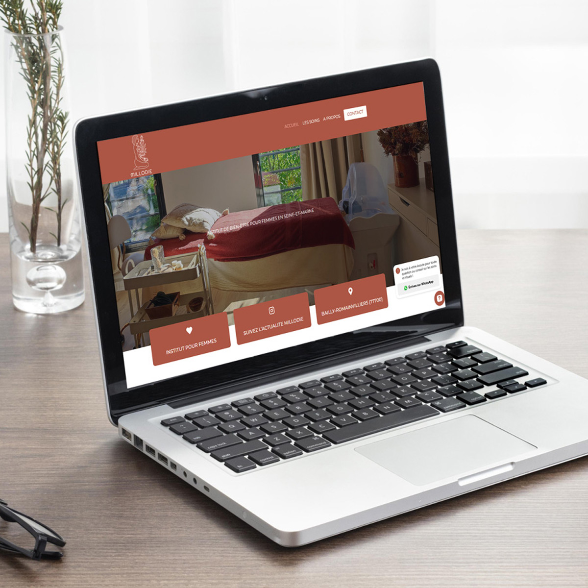 Site internet de l’institut Millodie affiché sur un ordinateur portable